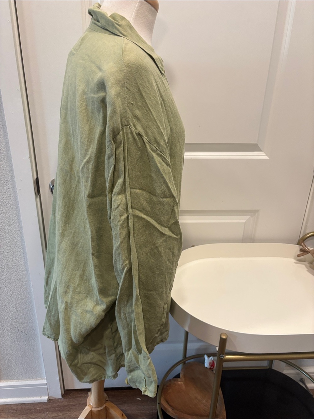 GUC Flax by Jeanne Engelhart Light Olive Linen Relaxed Button-Down Shirt - Picture 7 of 9